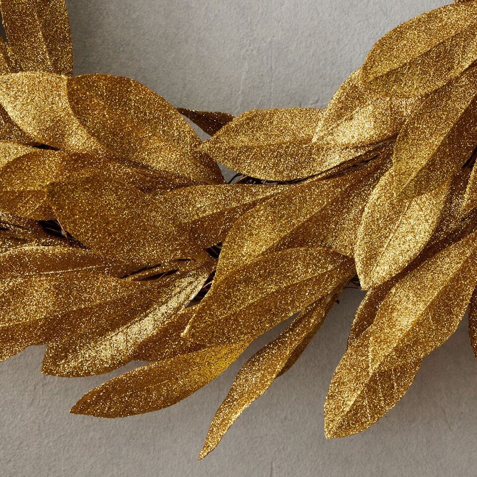 Kraft & Glitter Leaves Wreath Gold West Elm UK